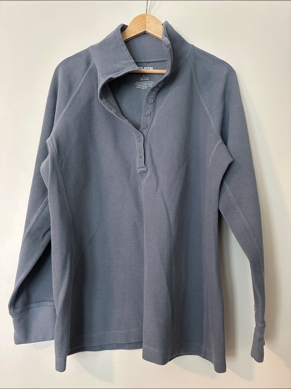 Duluth Trading Co Bluish Gray Waffle-Knit Henley